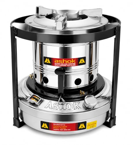 Image of Ashok 10-Wick Kerosene /Diesel Wick Stove | Heavy-Duty 3 Litre Tank Cooking Stove | High Flame Output & Fuel Efficient Bhatti for Home & Outdoor Use | Assorted colour