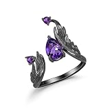 Qitian 1.43Ct Amethyst Rings Angel's Wing Original Handmade Birthstone Ring for Women Birthday Jewel