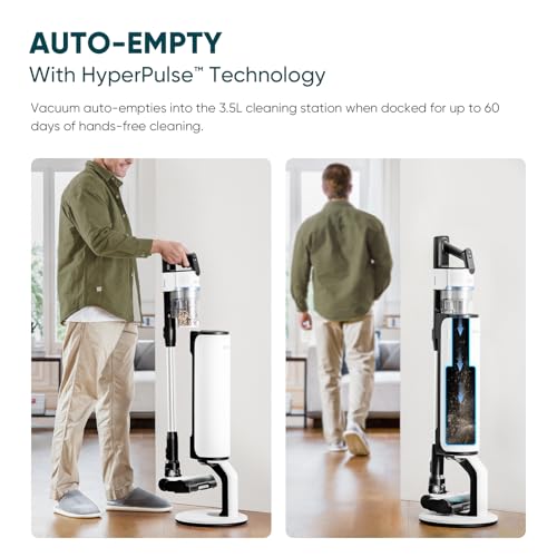 Image of LEVOIT AERO Cordless Vacuum with Auto-Empty Station, HyperPulse Technology, Anti-Tangle Brush, 5-Stage Filtration, HEPA Filter, Up to 70 Mins, Powerful Suction for Pet Hair, Carpet, Hard Floor, White
