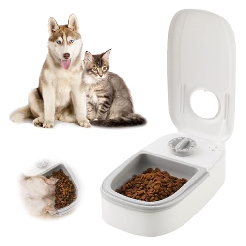 LUFEIS Automatic Cat Feeder, 350ml Automatic Pet Feeder with 48H Timer, Timed Cat Feeding Station for Wet and Dry Food, Cat Food Dispenser for Small to Medium Sized Cats and Dogs (No Ice Pack)
