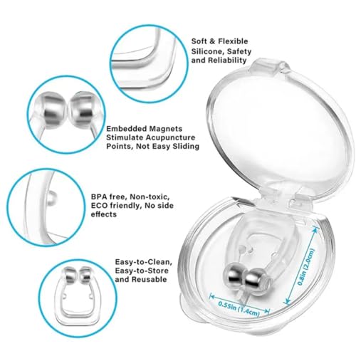 Image of SOVELY Anti Snore Device Silicone Magnetic Nose Clip - Snore Stopper for Men & Women | Reusable Anti Snoring Device | Natural Sleep Aid | Comfortable Nasal Dilator | Pack of 2