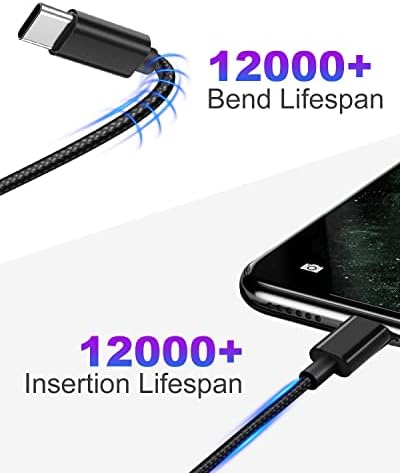 USB C Charger Cable 3M, Fast Charging USB C Cable 10ft PS5 Controller Long Type C cable, Nylon Braided USB Type C Cable Compatible with Samsung S21/ S20/ S10/ S9/ S8, Pixel, Huawei Mobile Cable,Black