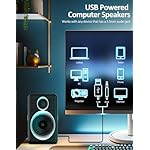 Computer Speakers, 2.0 Speakers for PC or Laptop, 3.5mm Aux Input, USB-Powered PC Speakers with Deep Bass, Suitable for Desktop Computers/Laptops Built in 4 Speaker Diaphragms (Black+Sliver) - Image 4