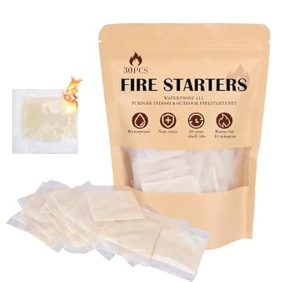 (30 Pcs/Bag) Quick Instant Fire Starter, Waterproof All-Purpose Indoor & Outdoor Firestarter,for Charcoal,Fireplace, Campfire, Wood Stove Odorless?BBQ and Non-Toxic