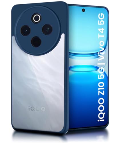 Image of WOW IMAGINE Shockproof Hybrid Back Cover for iQOO Z10 5G | Vivo T4 5G | Hard Slim fit Back Case | PC & TPU | Clear Transparent Case - Blue