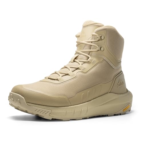 NORTIV 8 Botas de Militares Ligeras Botas Tácticas de Seguridad Hombre Transpirable Botas de Combate Policiales Antideslizantes,Size 44,Arena,NMUMMT2503