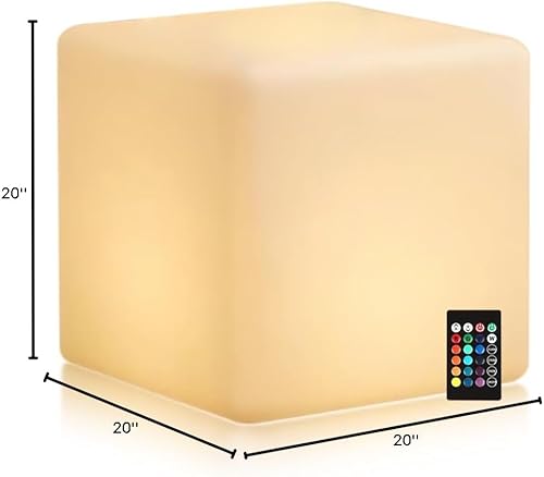 Miniatura 8 de COPU Cubo de luz LED RGB de 20 pulgadas, luces LED que cambian de color, asiento de cubo LED ultra resistente, mesa de cubo LED para decoración de