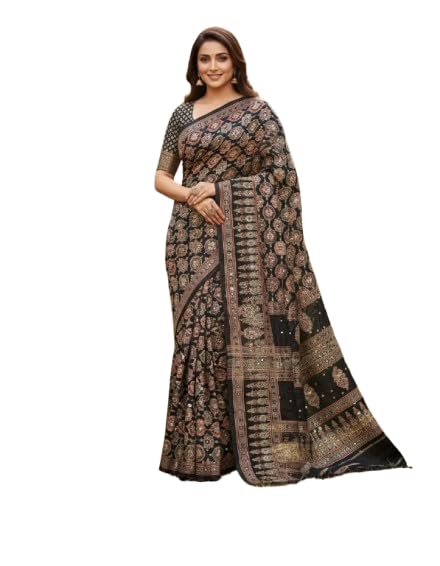 Gajji silk mirror work saree with printed mirror work Gajjar silk blouse.-image-9