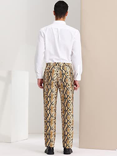 Lars Amadeus Men's Father's Day Animal Printed Pants Flat Front Party Prom Dress Pants 30 Snake Print #TOP4