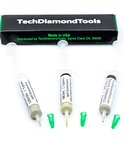 Techdiamondtools Kit Of 3 Diamond Lapping Paste Polishing Compound 600 1050 1500 Grit Lapidary Paste For Rock Glass Metal Jewelry Resin Marble With 10% Of Diamond Powder Usa Made #TOP5