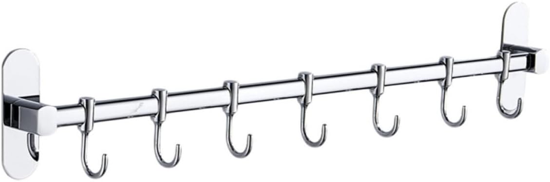 OUNONA Stainless Steel Kitchen Utensil Holder Wall-Mounted Hook Rack with Punch-Free Design and Easy Installation, Single Piece Hook Rack for Home Kitchen Storage Organization