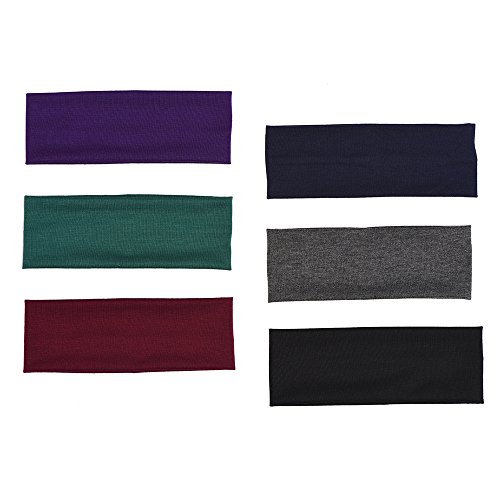 6 Pieces Stretch Elastic Yoga Cotton Headbands for Teens and Adults