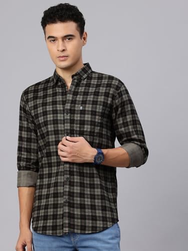 Image of Majestic Man Men Small Checkered Slim Fit Cotton Casual Shirt