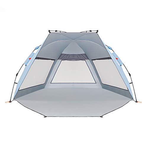 Easthills Outdoors Coastview Classic 2-4 Person Beach Tent Sun Shelter Double Silver Coating Sun Shade Instant Tent for Beach with Carrying Bag Sky Blue