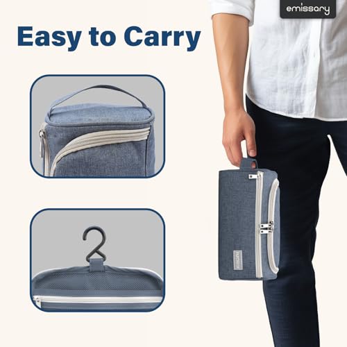 Image of Pantheon Men's Toiletry Bag - Travel Toiletry Bag Wash Bag Hanging Dopp Kit Shaving Kit for Bathroom Shower - Mens Travel Bag Hanging Toiletry Organizer Toiletry Kit for Traveling (Blue)