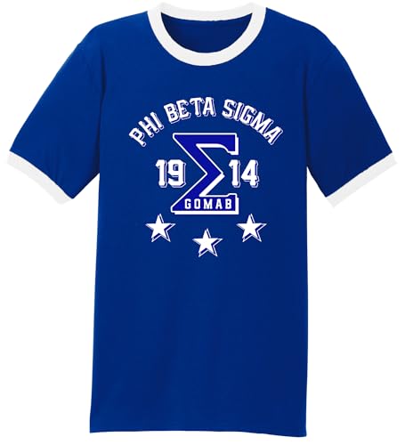 Phi Beta Sigma Three Stars Graphic Ringer T Shirt Blue Large Regular