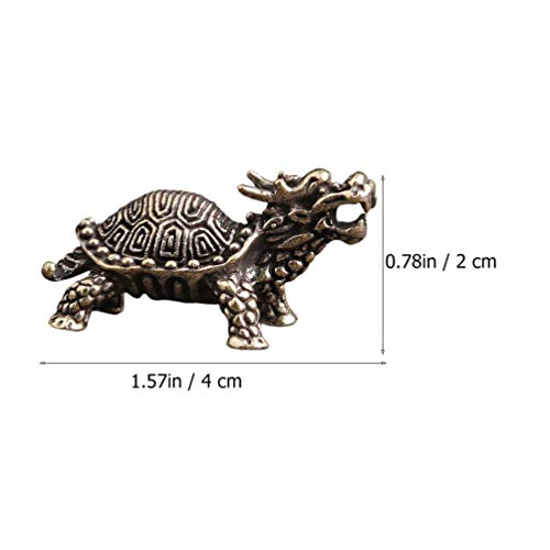 Favomoto 2Pcs Feng Shui Brass Dragon Turtle Statue Wealth Prosperity Sculpture Lucky Charm Keychain Pendant Housewarming Congratulatory Paperweights Gift #TOP4