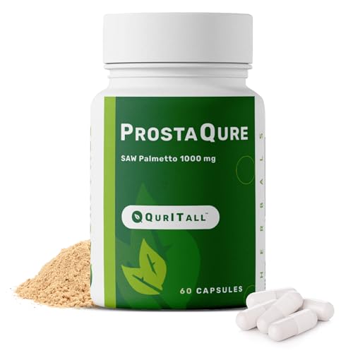 QurItAll ProstaQure Saw Palmetto 1000 mg - Prostate Supplements for Men's Health - Decrease Nightly Urination & Improved Urine Flow - 60 Capsules Vegan, Soy Free & Gluten-Free