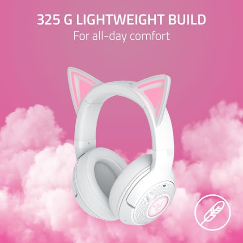 Image of Razer Kraken Kitty V2 BT Wireless RGB Headset: Chroma RGB Kitty Ears & Earcups - Bluetooth 5.2-40 mm Drivers - Noise-Cancelling Mics - Lightweight - 40 Hr Battery w /Type C Charging - White
