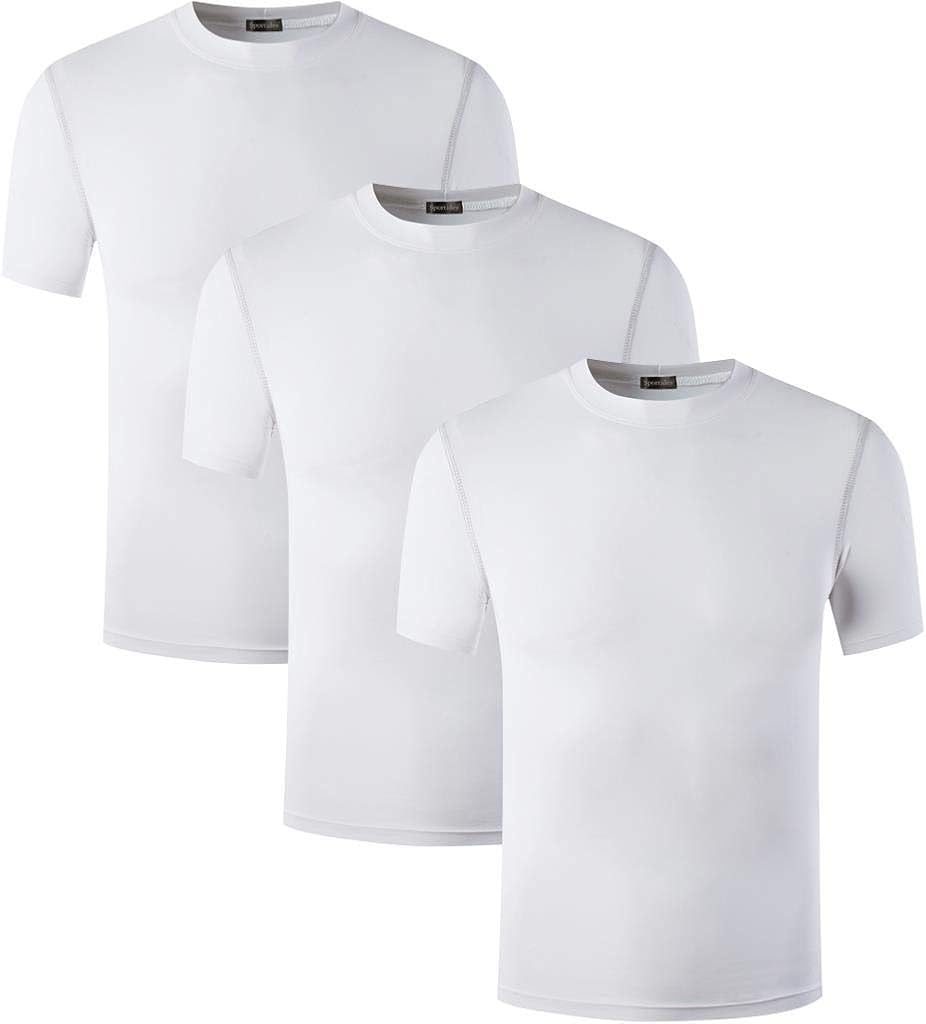 Sportides Boy's 3 Packs Quick Dry Active Sport Short Sleeve Breathable Compression Shirt Tee Tshirt T-Shirt Top LBS709_PackB_140/10