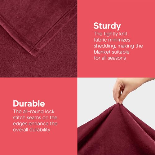 Image of Utopia Bedding Fleece Blanket Throw Size Burgundy 300GSM Luxury Anti-Static Fuzzy Soft Microfiber Blanket for Couch, Sofa and Bed (50x60 Inch)