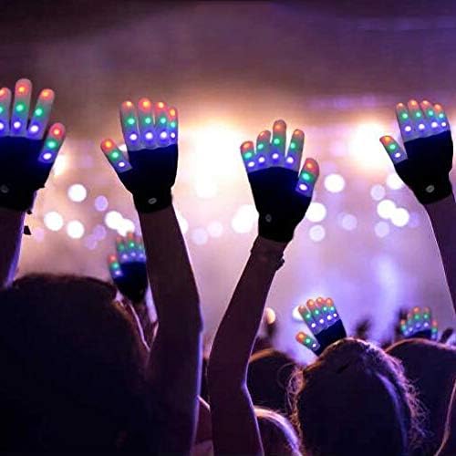Mrinb LED Gloves Kids,Light Up Hand Gloves,Children LED Finger Light Up Gloves Colorful Glow Flashing Novelty Toys Adult Kids For for Birthday Christmas Halloween Club Party Supplies-7 Light Modes