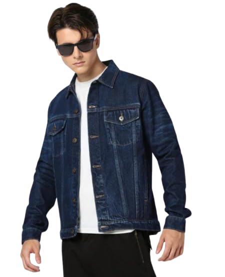 Image of Classic Denim Jacket, Medium Wash Blue, Button Front, Long Sleeve