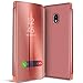 Produktbild Conie MF30765 Mirror Flip Kompatibel mit Samsung Galaxy J3 2017, Mirror Case Hülle Standfunktion Spiegel Effekt Flip Cover One Touch Bedienung für Galaxy J3 2017 Bookcover Rosegold