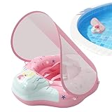 Kosesater ベビーフロート - 空気で膨らむキッズプールフロート 日よけキャノピー付き - 調整可能な安全シート UVカット機能 幼児向け夏用