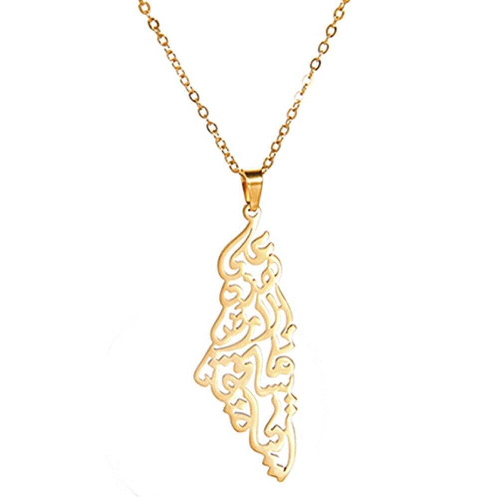 Lpitoy Men's Gold Israel And Palestine Map Pendant Necklaces Palestine Map Necklace Middle East Jewelry Gifts For Wo