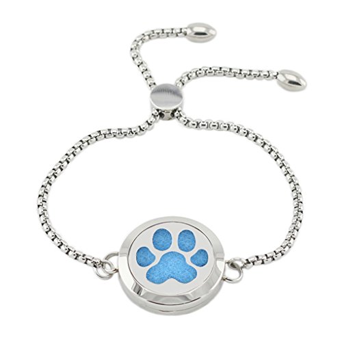 Popeoiuh Dog Paw Essential Oil Diffuser Bracelet - Aromatherapy Charm Locket Bolo Stainless