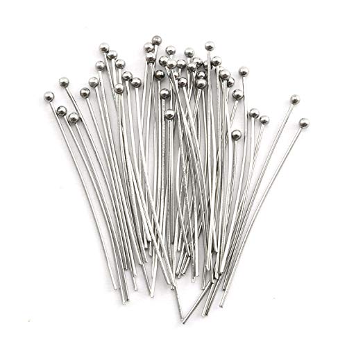 Tegg Ball Pin 100PCS Silver Tone Stainless Steel Ball Head Pins Eyepin for DIY Jewelry Findings 35mm
