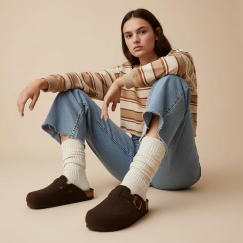 Image of CUSHIONAIRE Hana Womens Clogs | Comfortable Vegan Suede Clogs for Women | Slip On Potato Shoes with Cork Footbed & Arch Support | Memory Foam, Wide Widths Available