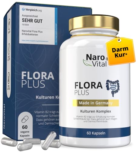 Darmkur* Probio Kulturen Komplex Hochdosiert - Mit Lactobacillus & Bifidobakterien - 23 Bakterienstämme ohne Inulin, 600 Mrd. KbE je Dose | 60 magensaftresistente Kapseln - Für 2 Monate