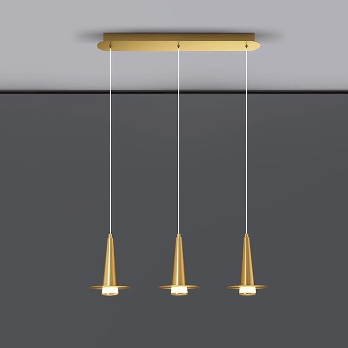 Elksdut led messing hangende kroonluchter lamp eettafel cluster hangende verlichtingsarmatuur, moderne koperen verlaagde plafondlampen 3 kleurenmodus hanglampen voor keukeneiland