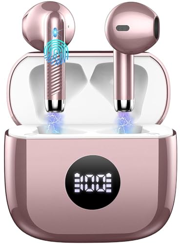 Wireless Earbuds, Bluetooth 5.4 Ear Buds LED Power Display Headphones Bass Stereo, Bluetooth Earbuds in-Ear Noise Cancelling Mic, 40H Playback Mini Case IP7 Waterproof Sports Earphones for Android iOS