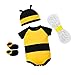 Dressy Daisy Infant Baby Honey Bee Onesie Romper Costume Bodysuit Party Dress Up Set with Wings, Socks and Hat Size 3-6 Months