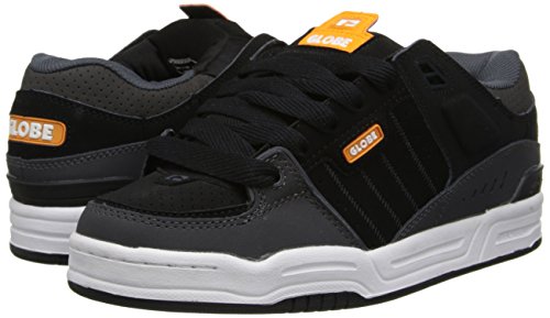 Image of Globe Mens Fusion Skate Shoes, Black /Charcoal /Orange, 5 M US