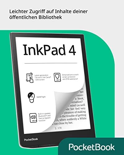 Bild 6 - PocketBook InkPad 4 E-Reader, 7,8\'\' E-Ink Touch, 32 GB, Bluetooth, wasserdicht, Silber - DE/at/CH-Version
