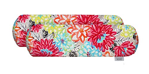 RSH DECOR Indoor/Outdoor Decorative Bolster Pillow Sets - Choose Color and Quantity (Artistic Floral, 2)