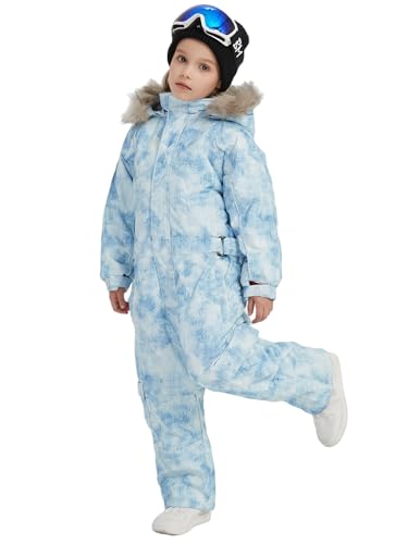 Image of Kids Girls Boys Waterproof Colorful One Piece Snowsuits Coveralls Ski Suits Jackets Winter Jumpsuits