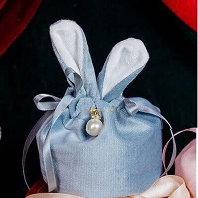 Wedding Candy Bag with Rabbit Ears Bags Jewelry Packaging Bags Candy Cooikes Gift Bags Party Supplies (Blue,50pcs)