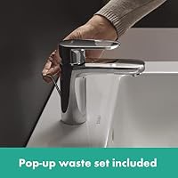hansgrohe Vernis Blend - Waschtischarmatur mit Zugstangen-Ablauf, energiesparend (CoolStart), Wasserhahn Bad mit Auslaufhöhe 88 mm, Mischbatterie Waschbecken wassersparend (EcoSmart), Chrom, 71585000 – Ansicht 8