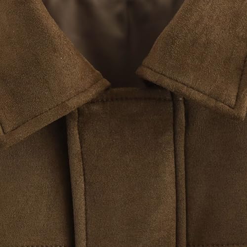 Womens Faux Suede Bomber Jacket Oversized Batwing Long Sleeve Shirts Zip Up Cropped Lapel Streetwear Tops3