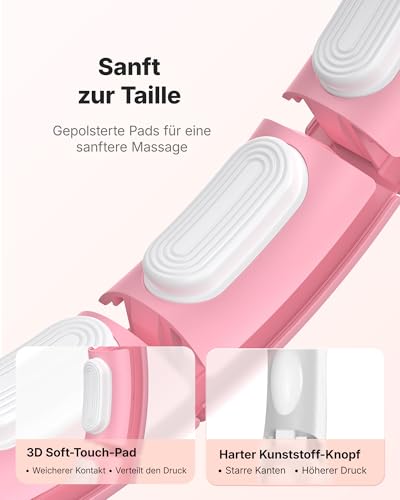 MERACH Hula-Hoop-Reifen für Erwachsene mit Kalorienzähler, Geräuscharm Fitness-Hula-Hoop, Abnehmbar, für 84-144 cm Taillenumfang, für Fettverbrennung und Cardio, Heimtrainingsgerät - Rosa