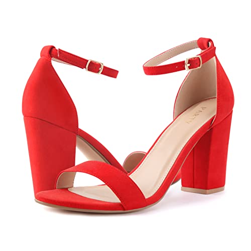 Image of PARTY Women's Chunky Block Heels Open Toe Ankle Strap 3 Inch Heeled Sandals Comfortable for Wedding and Prom