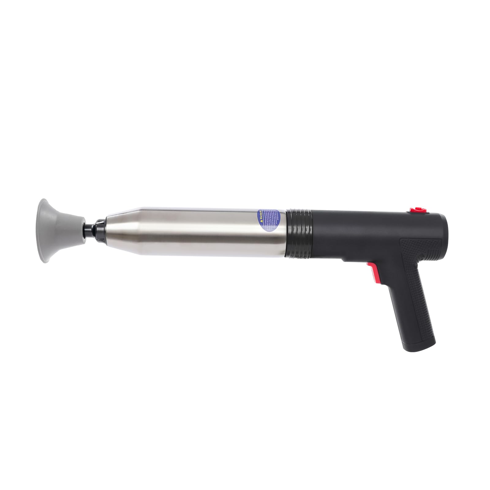 Limpiador de tuberías de aire comprimido 1500 mAh para inodoro, con 4 accesorios (negro) | Con manómetro, presión de 1 – 6 kgf/cm², mango ergonómico para desagüe de inodoro, incluye cargador