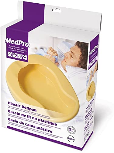 MedPro Durable Conventional Plastic Bed Pan with Contoured Shape for Added Comfort, Made from Heavy-Duty Plastic, Convenient and Easy to Clean, Adult Size, Light Yellow - Thumbnail 2