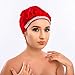 Imprint By Mau Soft Silk Bling Bonnet Night Cap, Satin Smooth Rhinestone Sleep Hat with Wide Band, Prevents Hair Damage and Frizz (Bright Red)