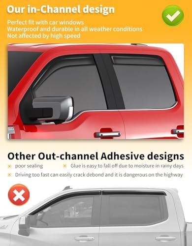 Image of Window Rain Guards for Ford F150 2015-2020 SuperCrew & F250-F550 2017-2026